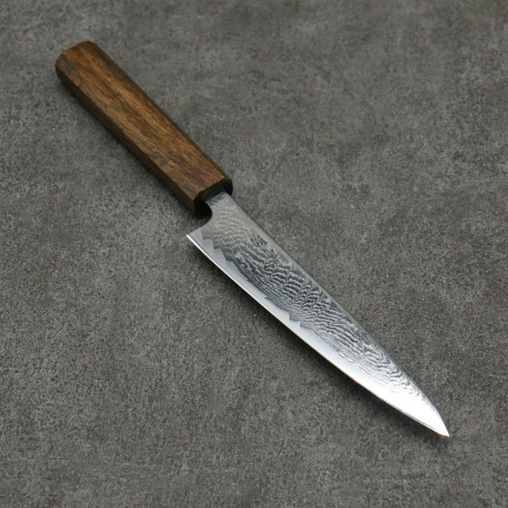 Seisuke Nami AUS10 Mirrored Finish Damascus Petty-Utility 150mm Oak Handle - Japanny - Best Japanese Knife