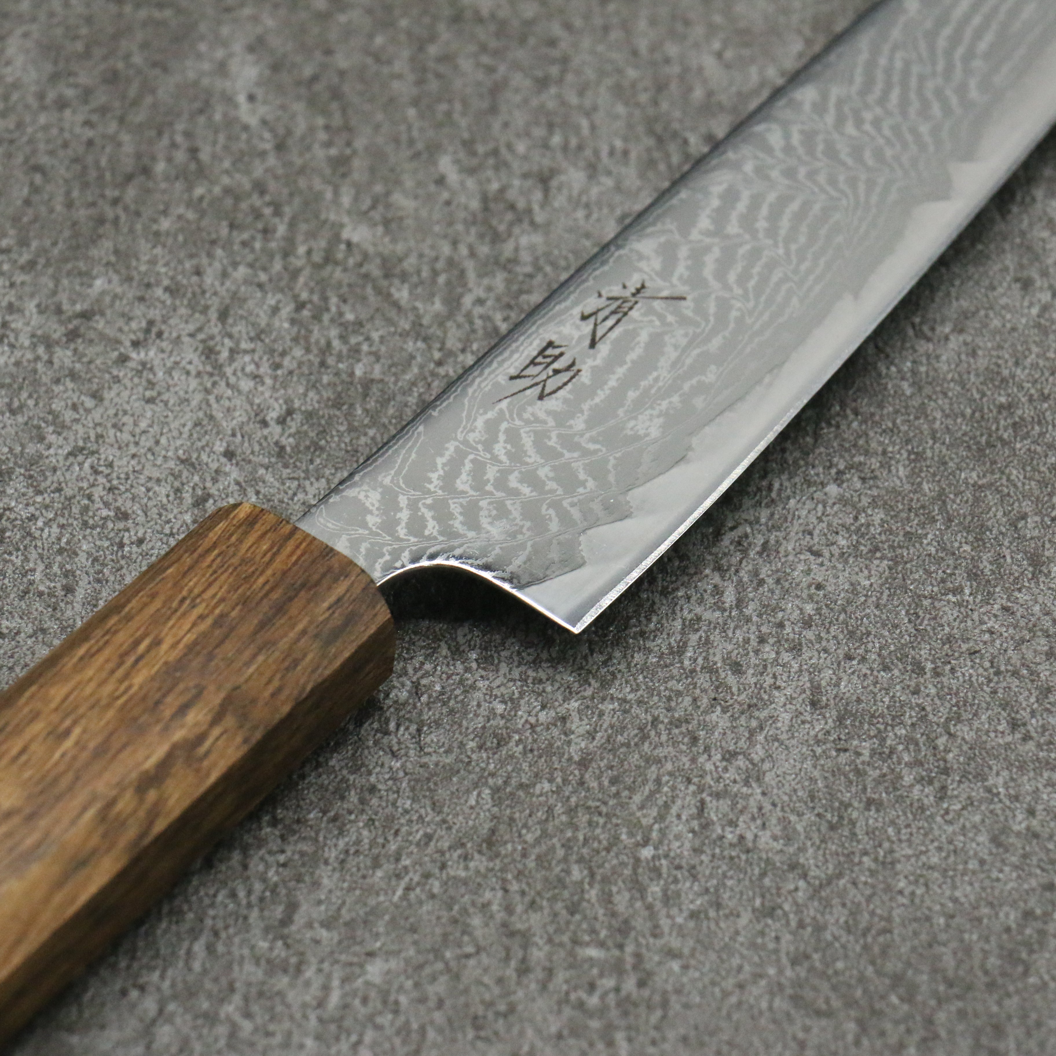 Seisuke Nami AUS10 Mirrored Finish Damascus Petty-Utility 150mm Oak Handle - Japanny - Best Japanese Knife
