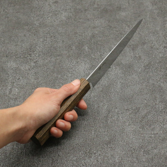 Seisuke Nami AUS10 Mirrored Finish Damascus Petty-Utility 150mm Oak Handle - Japanny - Best Japanese Knife