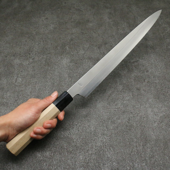 Kikuzuki Silver Steel No.3 Bokashi Yanagiba  300mm Magnolia Handle - Japanny - Best Japanese Knife