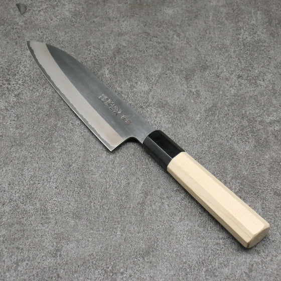 Minamoto Akitada Blue Steel No.2 Kasumitogi Santoku  180mm Magnolia Handle - Japanny - Best Japanese Knife