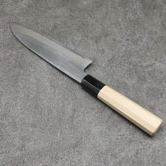 Minamoto Akitada Blue Steel No.2 Kasumitogi Santoku  180mm Magnolia Handle - Japanny - Best Japanese Knife