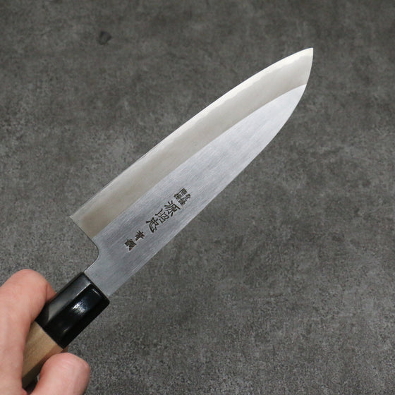 Minamoto Akitada Blue Steel No.2 Kasumitogi Santoku  180mm Magnolia Handle - Japanny - Best Japanese Knife