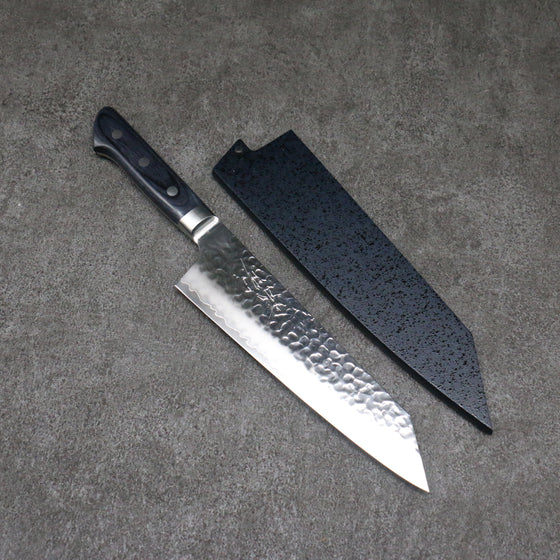 Seisuke Aotsuchi AUS10 Hammered Kiritsuke Santoku  195mm Navy blue Pakka wood Handle with Sheath - Japanny - Best Japanese Knife