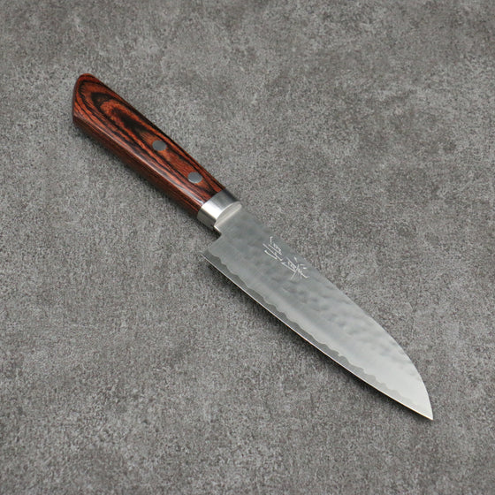 Seisuke VG1 Hammered Small Santoku 135mm Mahogany Handle - Japanny - Best Japanese Knife