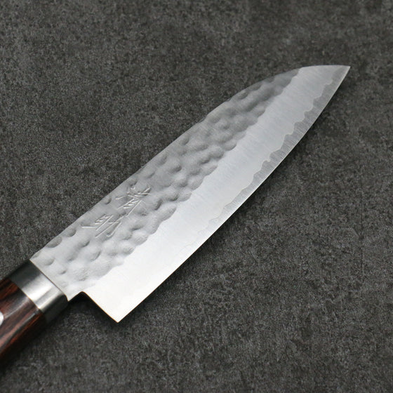 Seisuke VG1 Hammered Small Santoku 135mm Mahogany Handle - Japanny - Best Japanese Knife