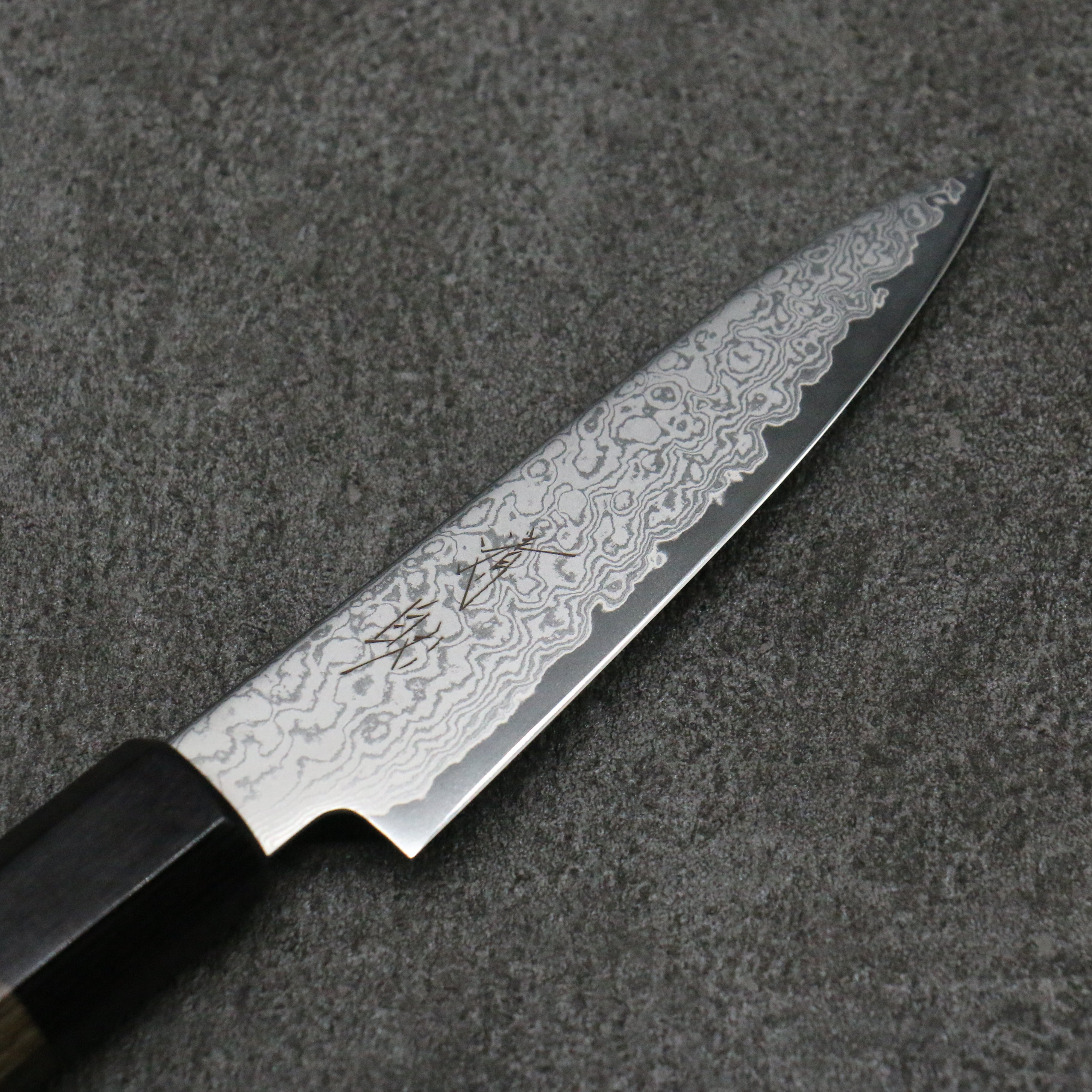 Seisuke VG10 Damascus Petty-Utility 105mm Gray Pakka wood Handle - Japanny - Best Japanese Knife