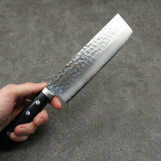 Kanetsune VG1 Hammered Nakiri 165mm Black Pakka wood Handle - Japanny - Best Japanese Knife