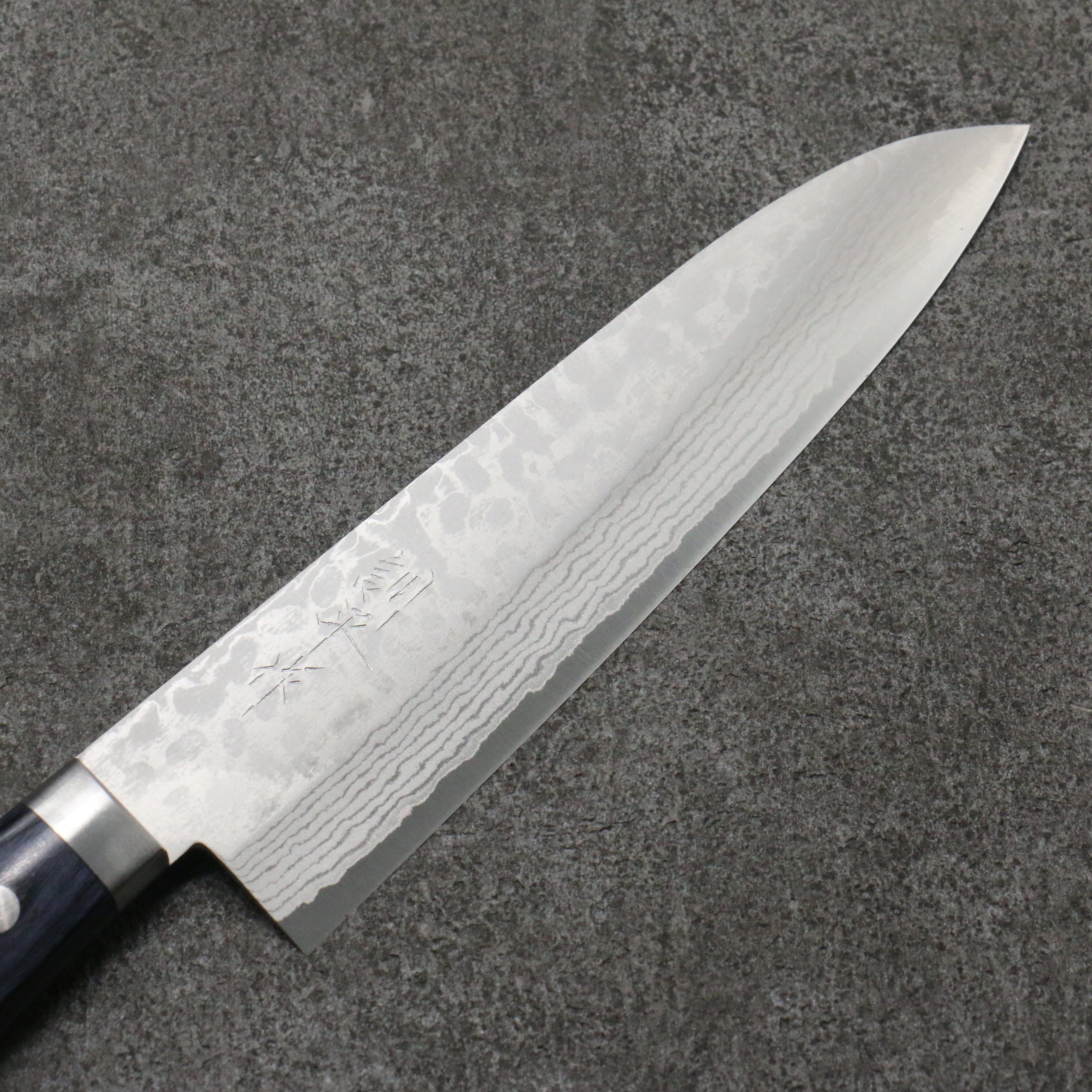 Kunihira Sairyu VG10 Damascus Gyuto  180mm Navy blue Pakka wood Handle - Japanny - Best Japanese Knife