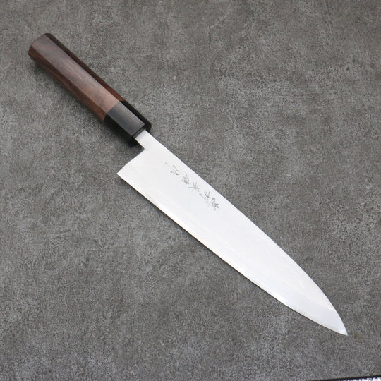 Hideo Kitaoka White Steel No.2 Damascus Mioroshi Deba 240mm Shitan Handle - Japanny - Best Japanese Knife