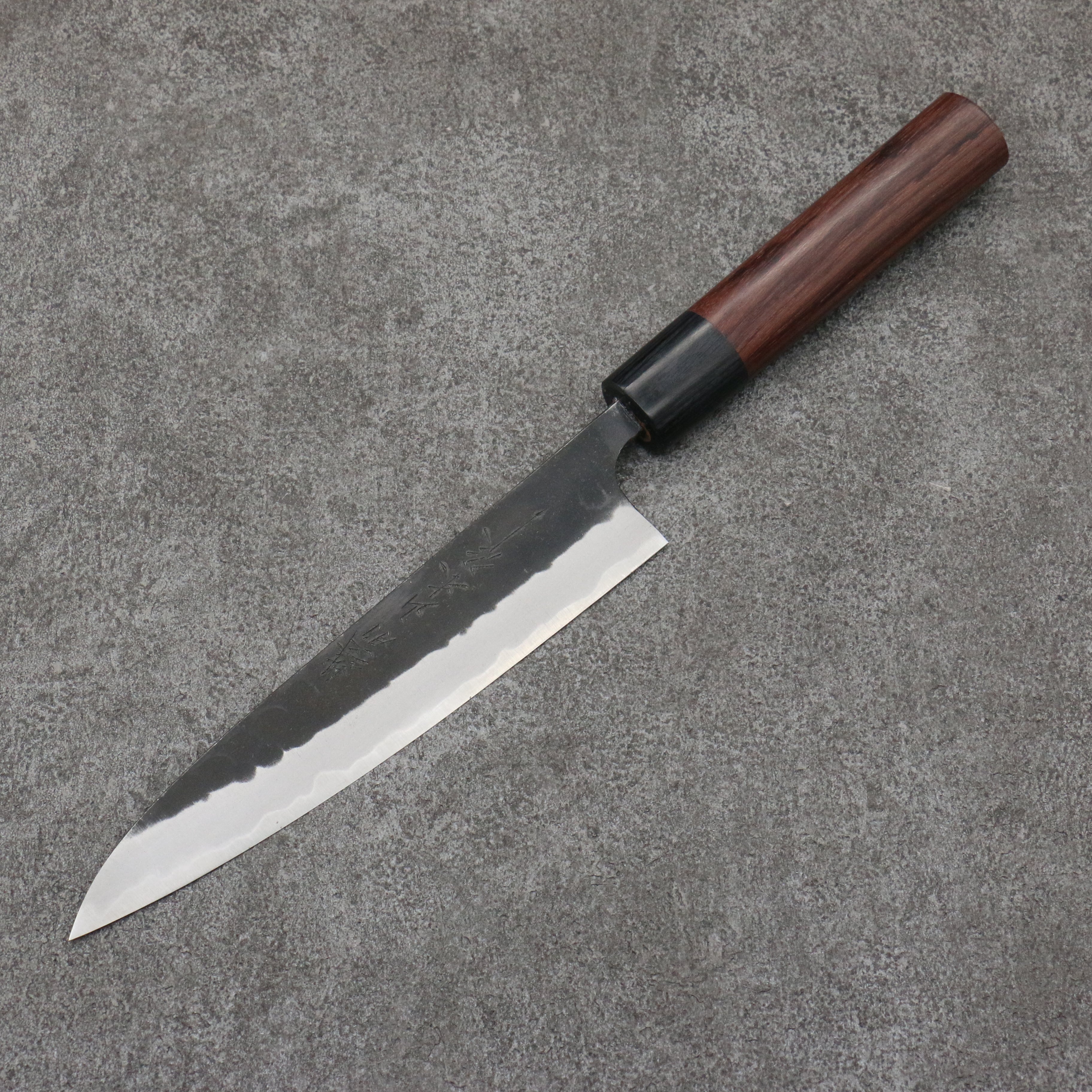 Nao Yamamoto Blue Steel Kurouchi Petty-Utility 160mm Shitan (ferrule: Black Pakka wood) Handle - Japanny - Best Japanese Knife