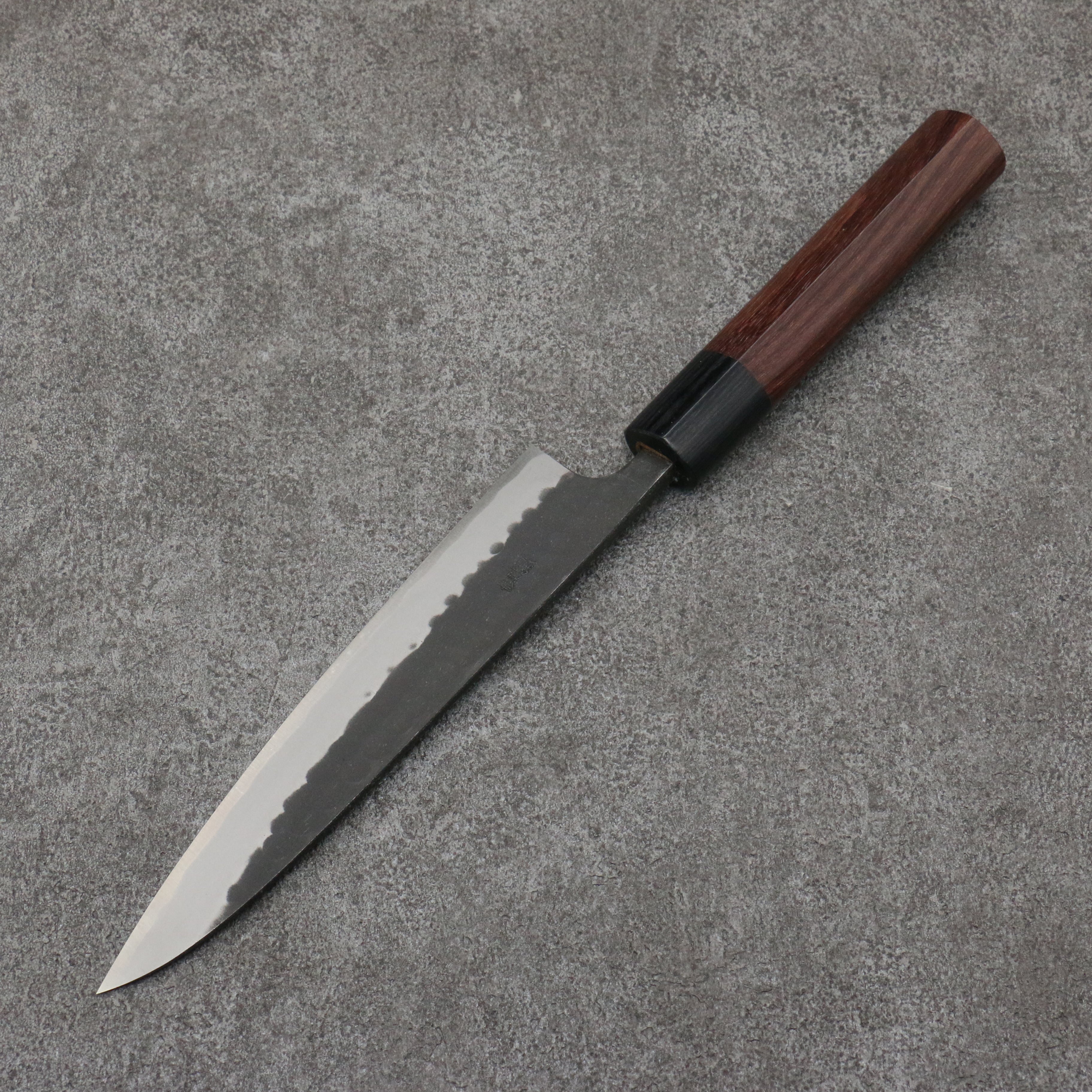 Nao Yamamoto Blue Steel Kurouchi Petty-Utility 160mm Shitan (ferrule: Black Pakka wood) Handle - Japanny - Best Japanese Knife