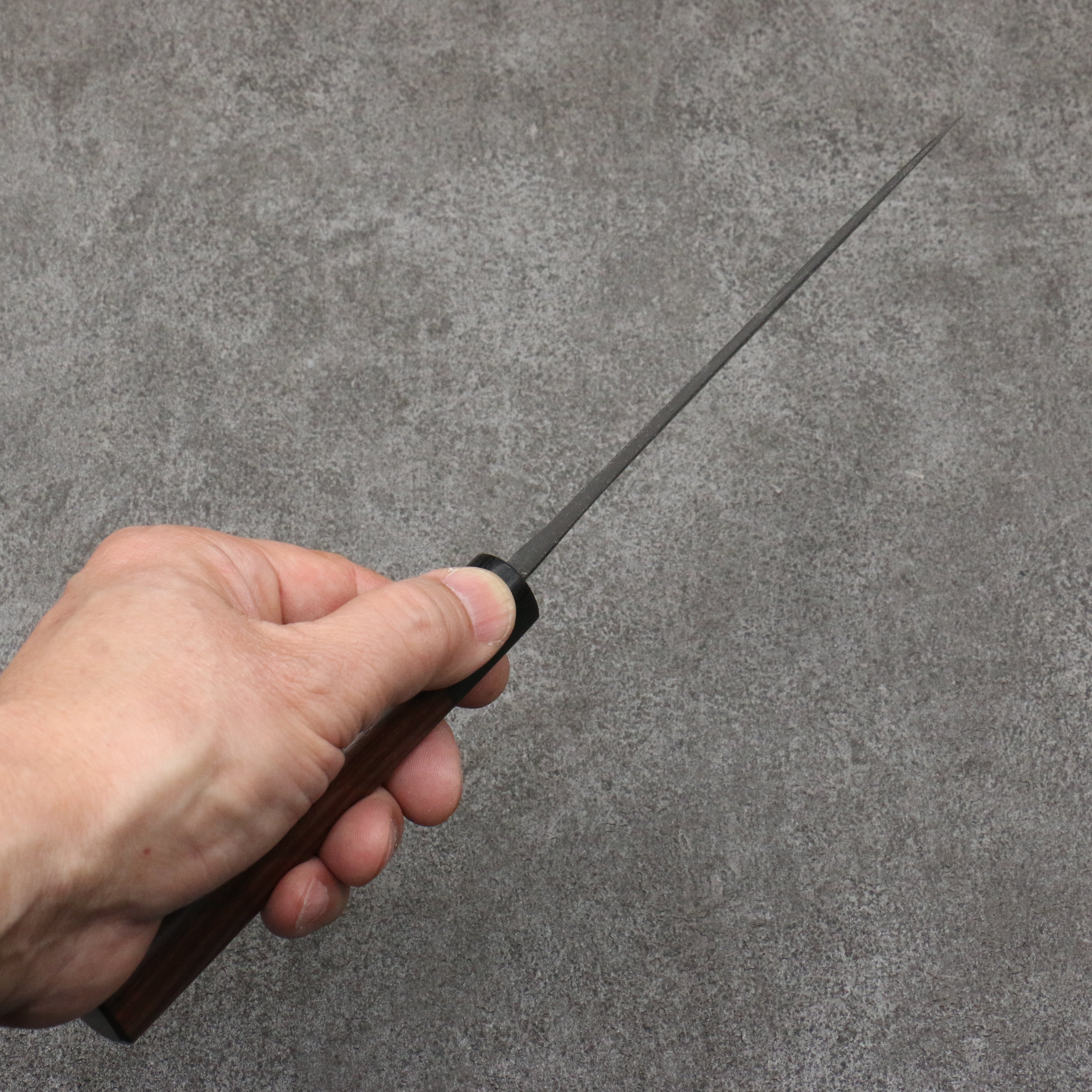 Nao Yamamoto Blue Steel Kurouchi Petty-Utility 160mm Shitan (ferrule: Black Pakka wood) Handle - Japanny - Best Japanese Knife