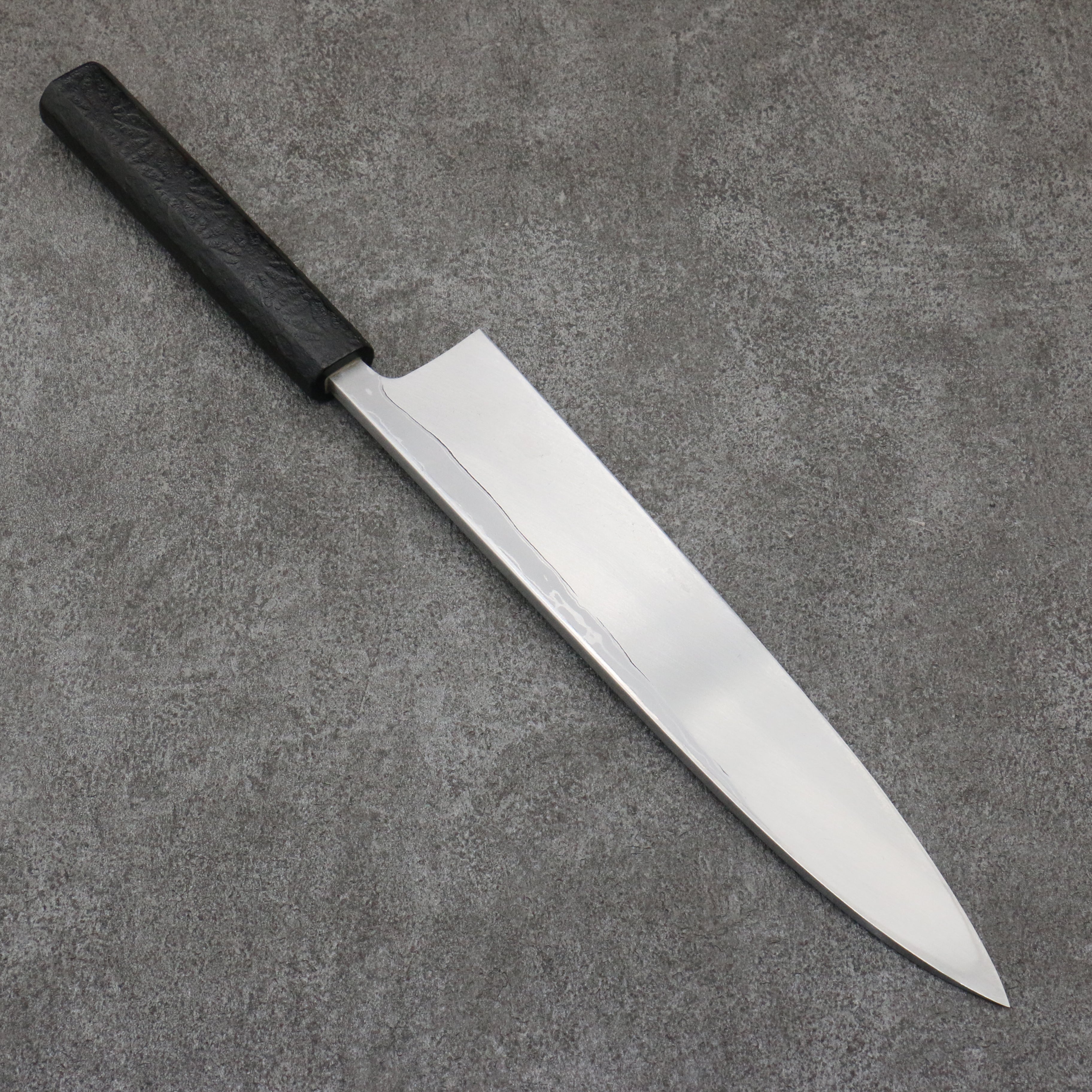 Hideo Kitaoka White Steel No.2 Damascus Mioroshi Deba 240mm Black Washi Wrapped Handle - Japanny - Best Japanese Knife