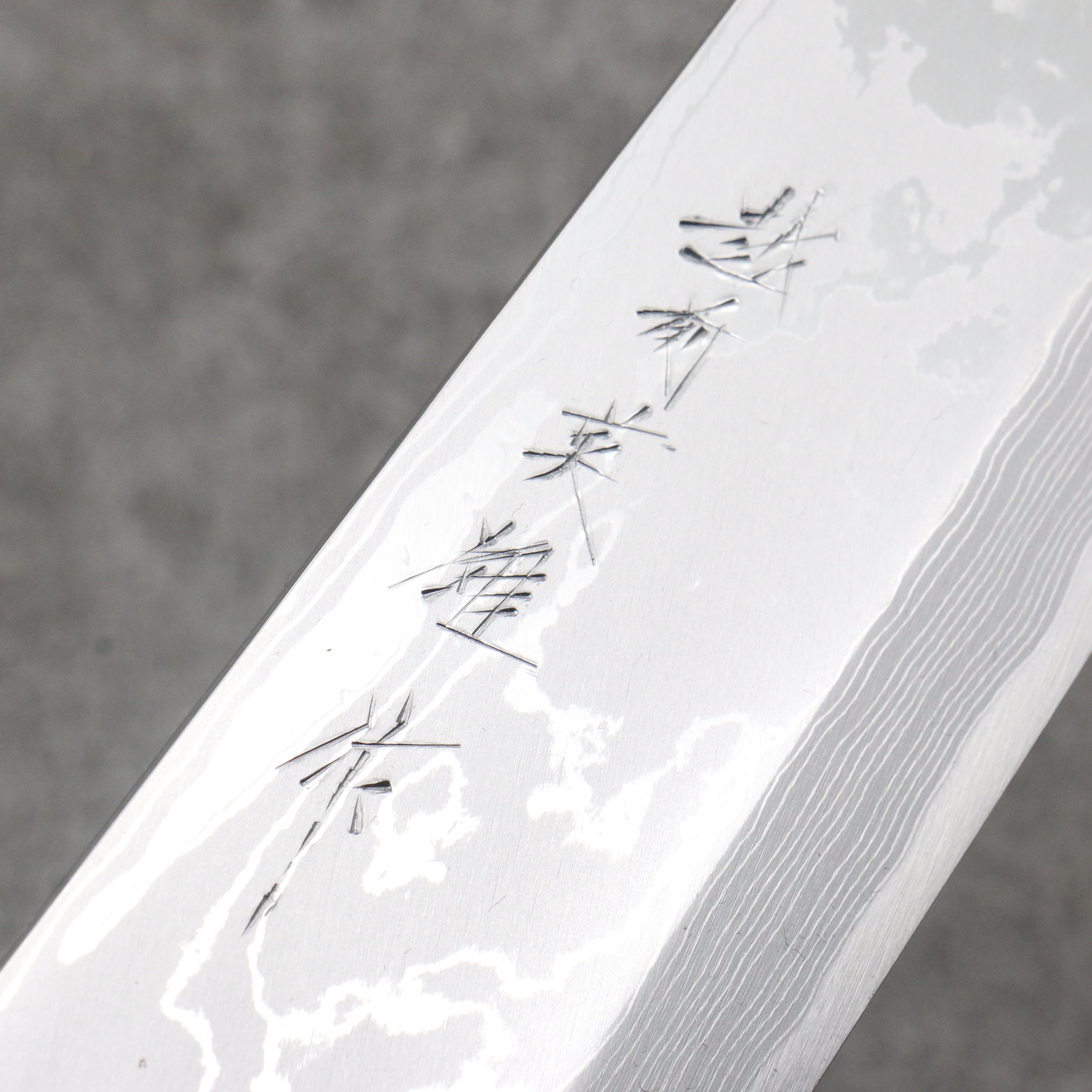 Hideo Kitaoka White Steel No.2 Damascus Mioroshi Deba 240mm Black Washi Wrapped Handle - Japanny - Best Japanese Knife
