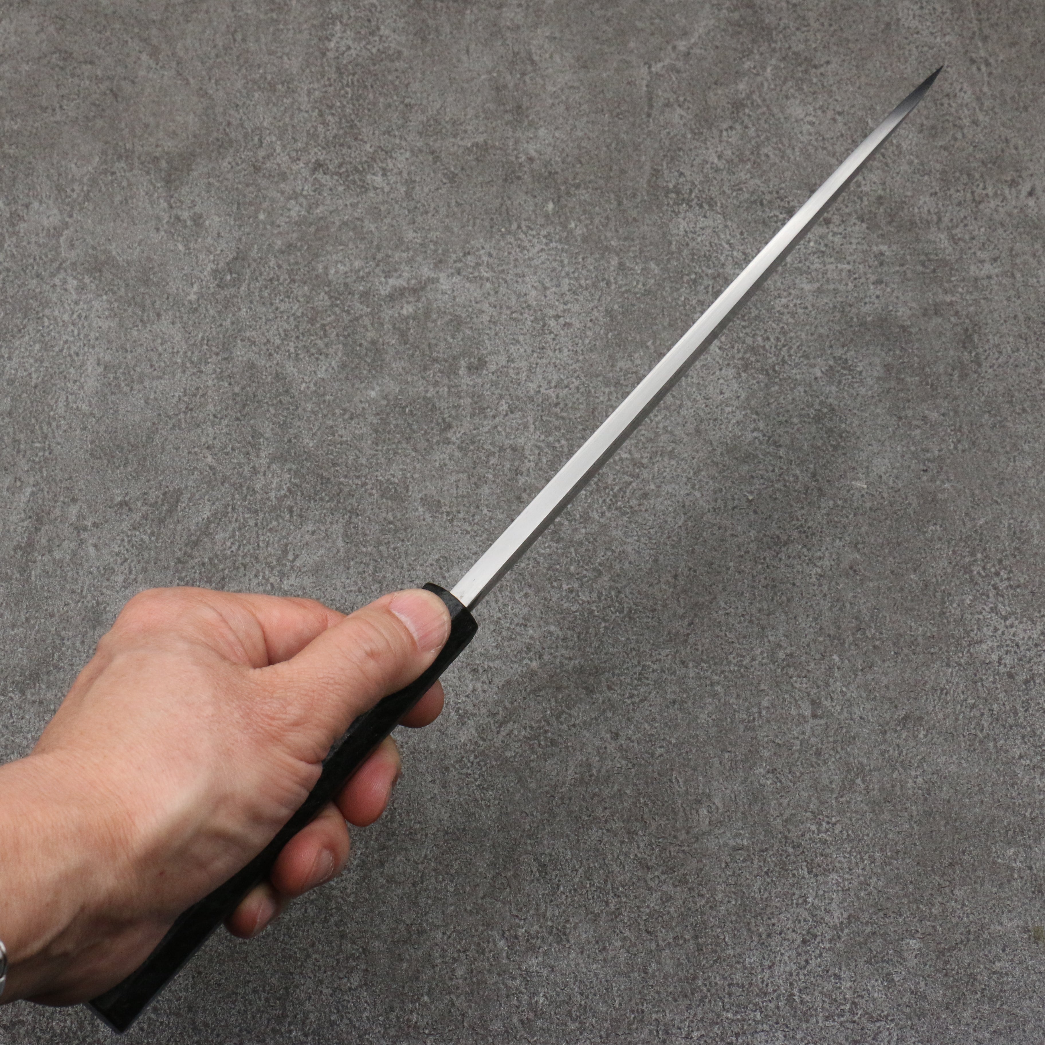 Hideo Kitaoka White Steel No.2 Damascus Mioroshi Deba 240mm Black Washi Wrapped Handle - Japanny - Best Japanese Knife