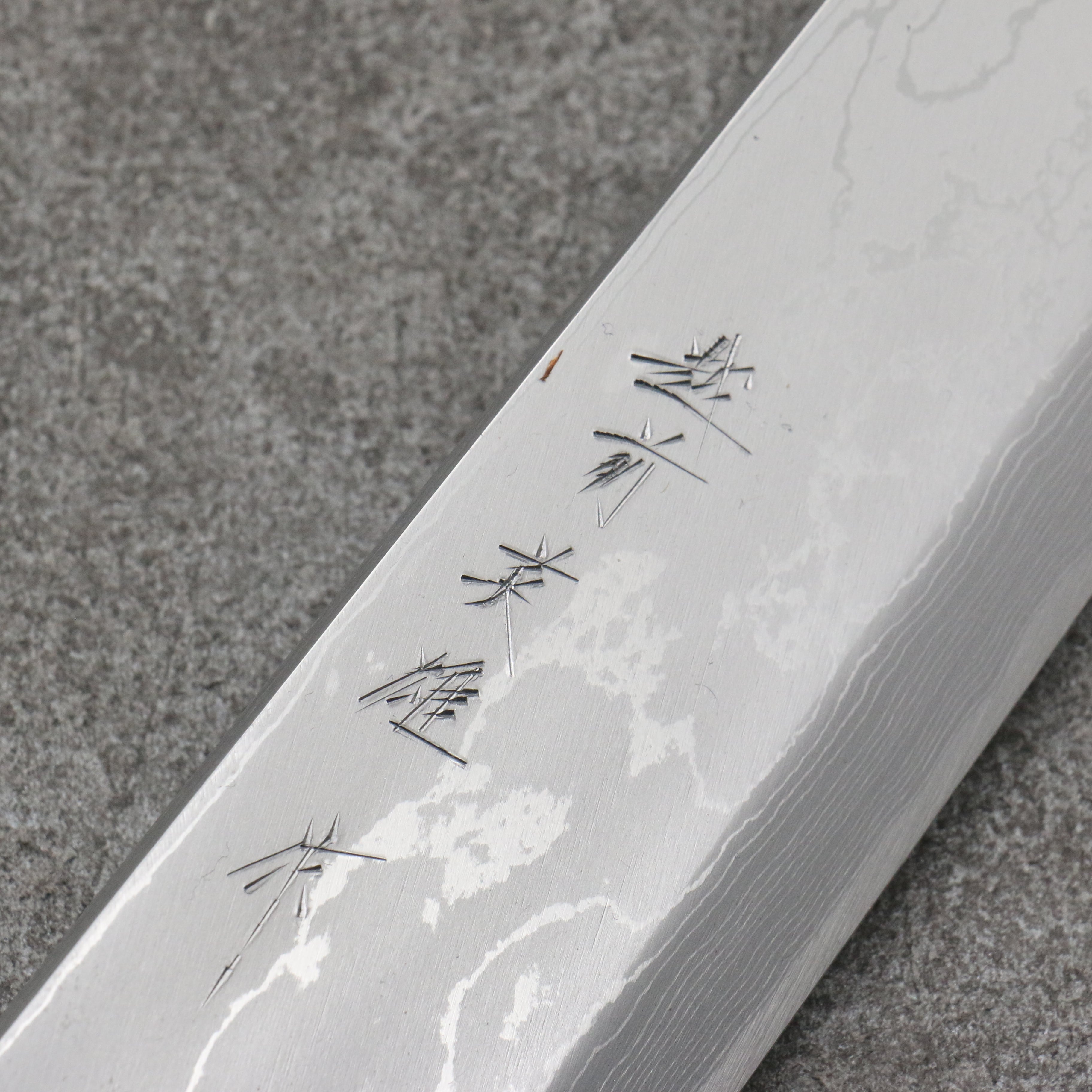 Hideo Kitaoka White Steel No.2 Damascus Mioroshi Deba 300mm Burnt Oak Handle - Japanny - Best Japanese Knife