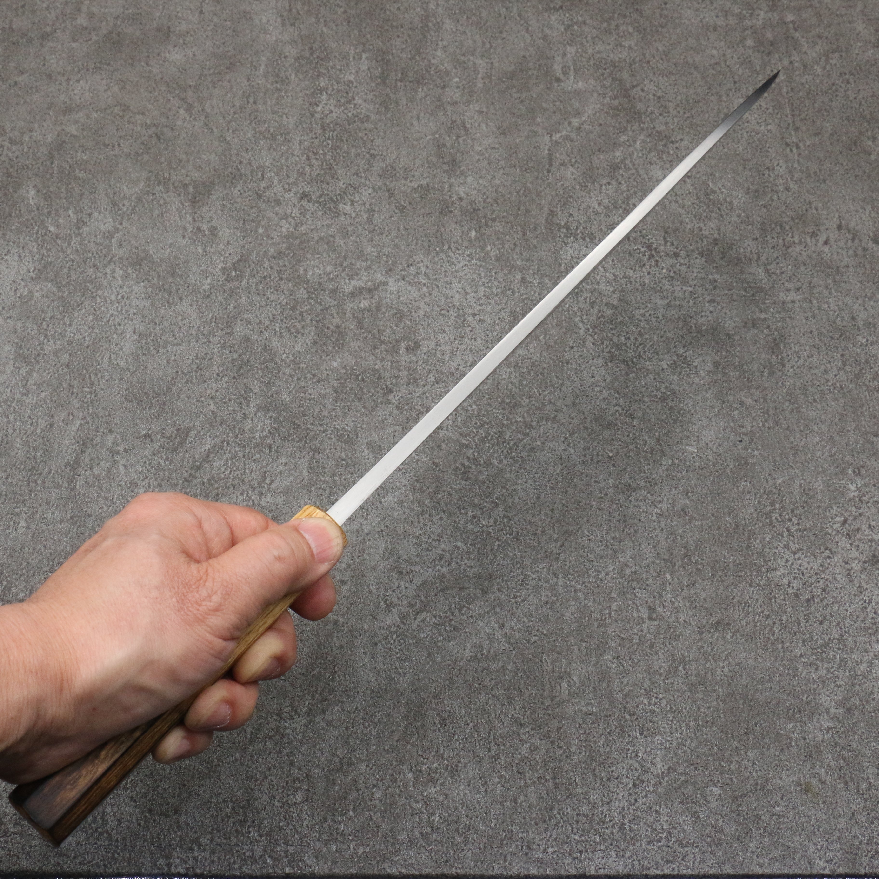 Hideo Kitaoka White Steel No.2 Damascus Mioroshi Deba 300mm Burnt Oak Handle - Japanny - Best Japanese Knife