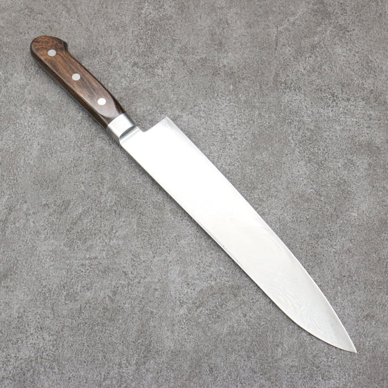 Seisuke Nami AUS10 Mirrored Finish Damascus Gyuto  240mm Brown Pakka wood Handle - Japanny - Best Japanese Knife