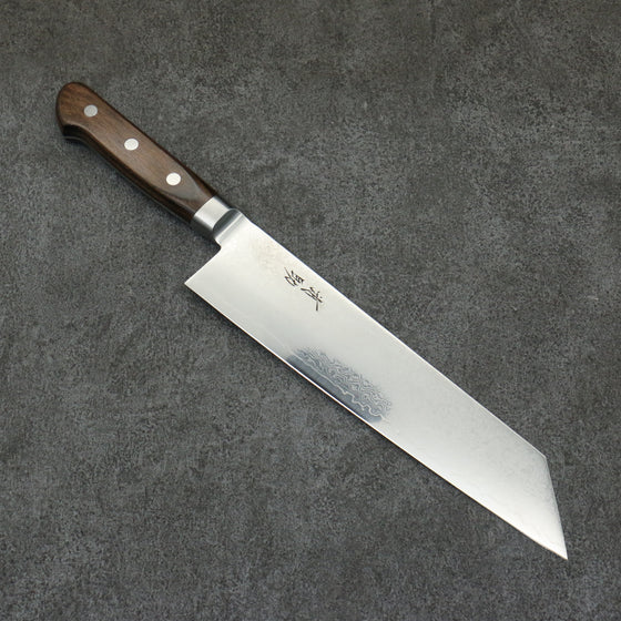 Seisuke VG10 33 Layer Mirrored Finish Damascus Kiritsuke Gyuto  210mm Brown Pakka wood Handle - Japanny - Best Japanese Knife