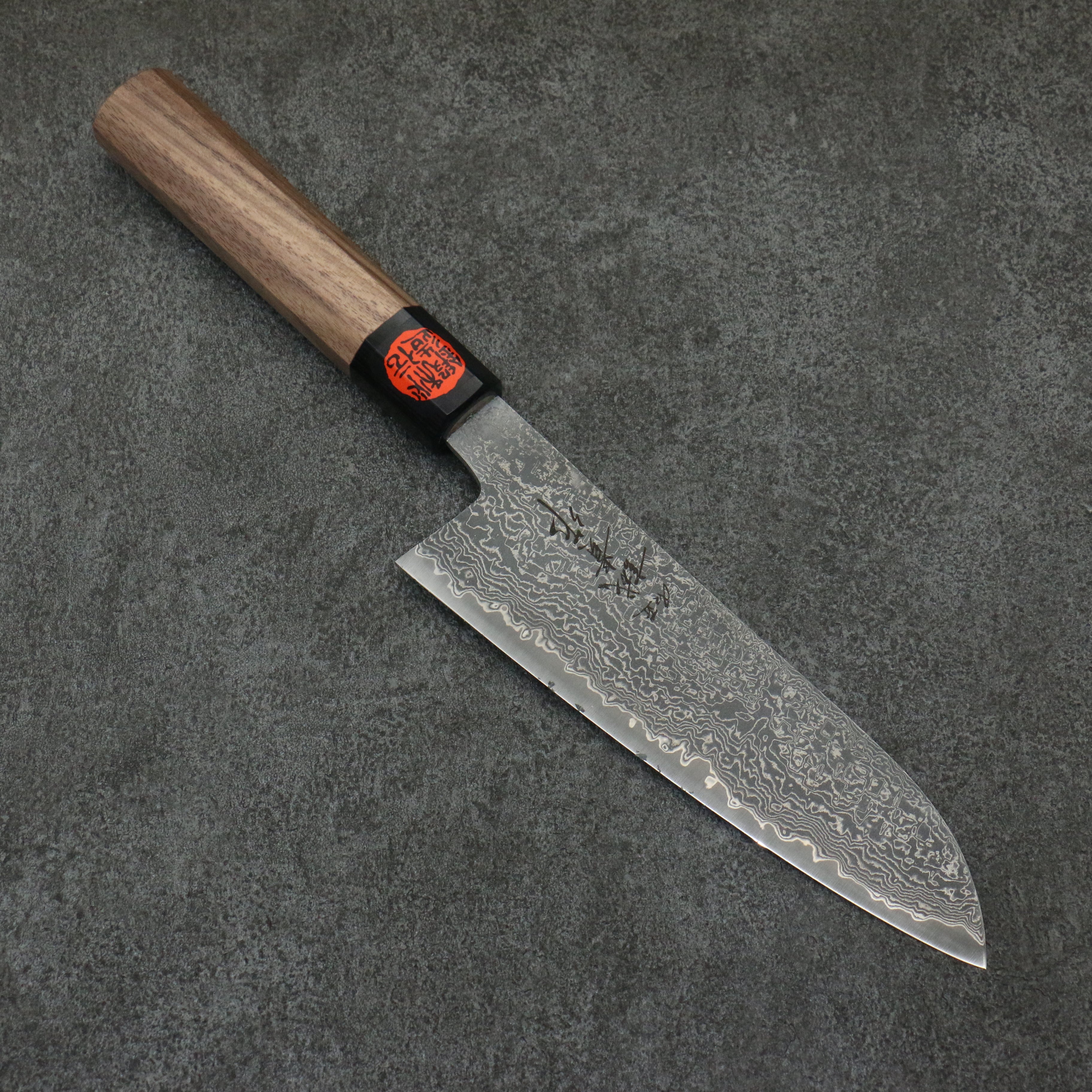 Shigeki Tanaka Harukaze SG2 Damascus Santoku  165mm Walnut Handle - Japanny - Best Japanese Knife