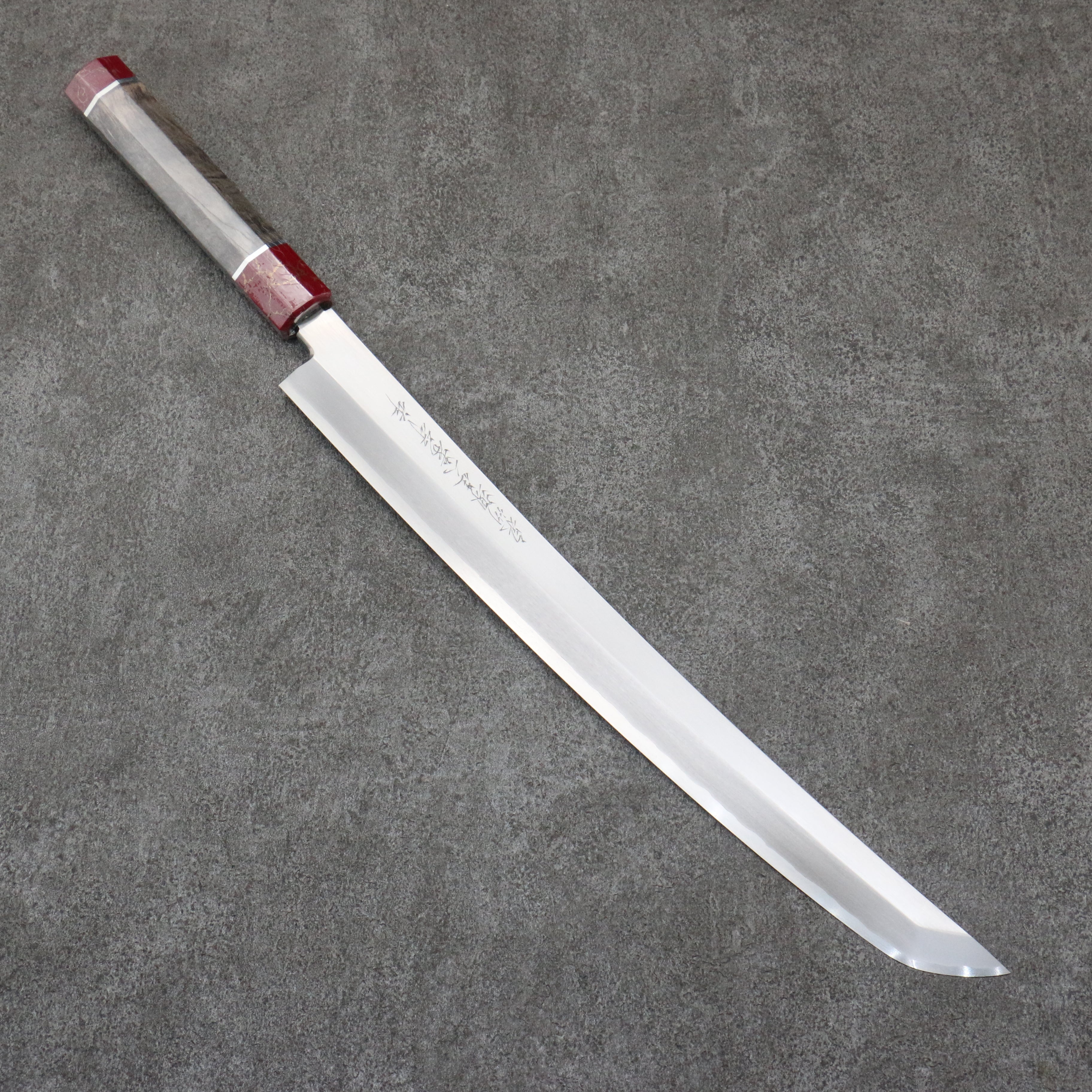 Sakai Takayuki Zangetsu Silver Steel No.3 Sakimaru Yanagiba  330mm Stabilized wood Handle with Sheath - Japanny - Best Japanese Knife