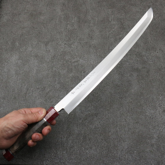 Sakai Takayuki Zangetsu Silver Steel No.3 Sakimaru Yanagiba  330mm Stabilized wood Handle with Sheath - Japanny - Best Japanese Knife