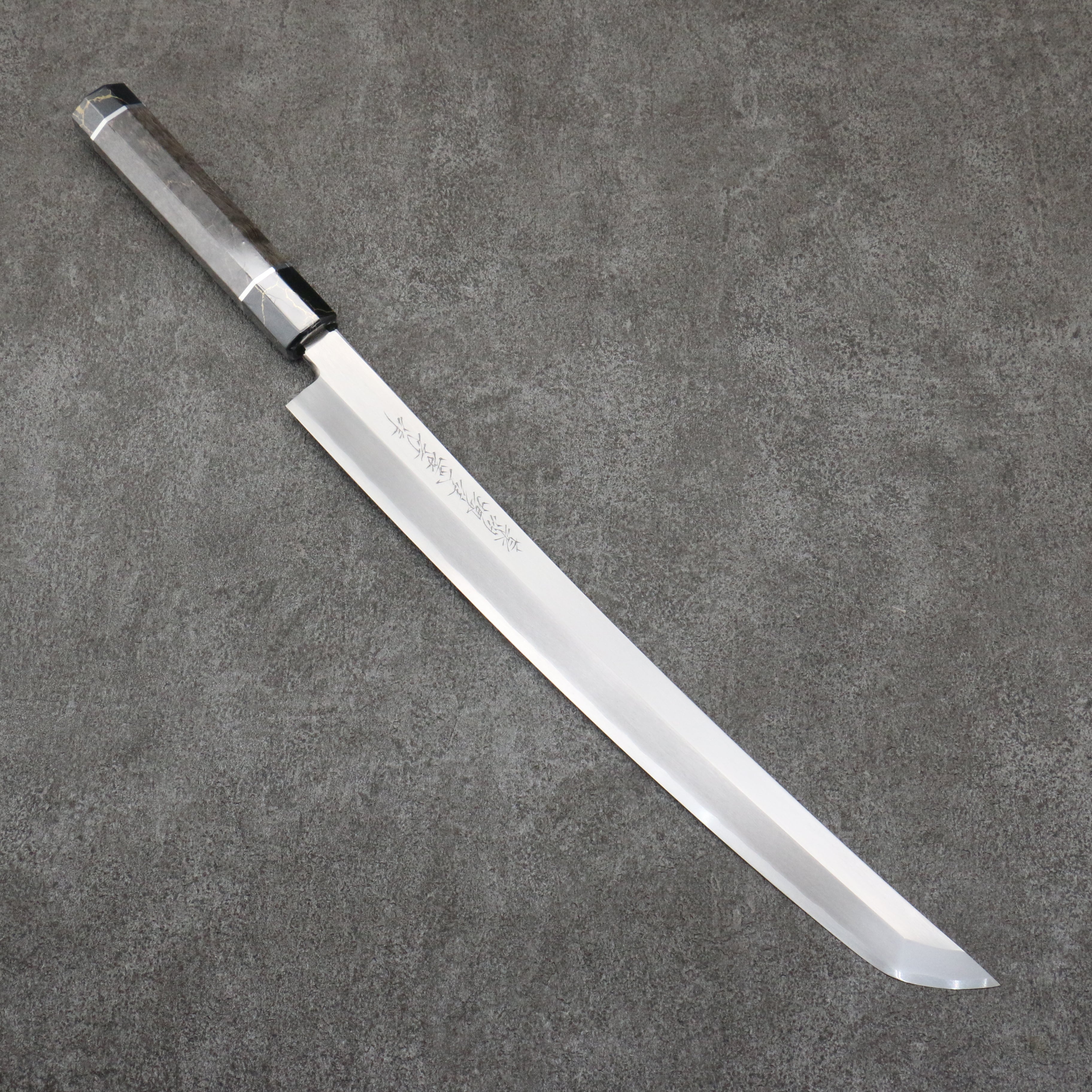 Sakai Takayuki Zangetsu Silver Steel No.3 Sakimaru Yanagiba  330mm Stabilized wood Handle with Sheath - Japanny - Best Japanese Knife