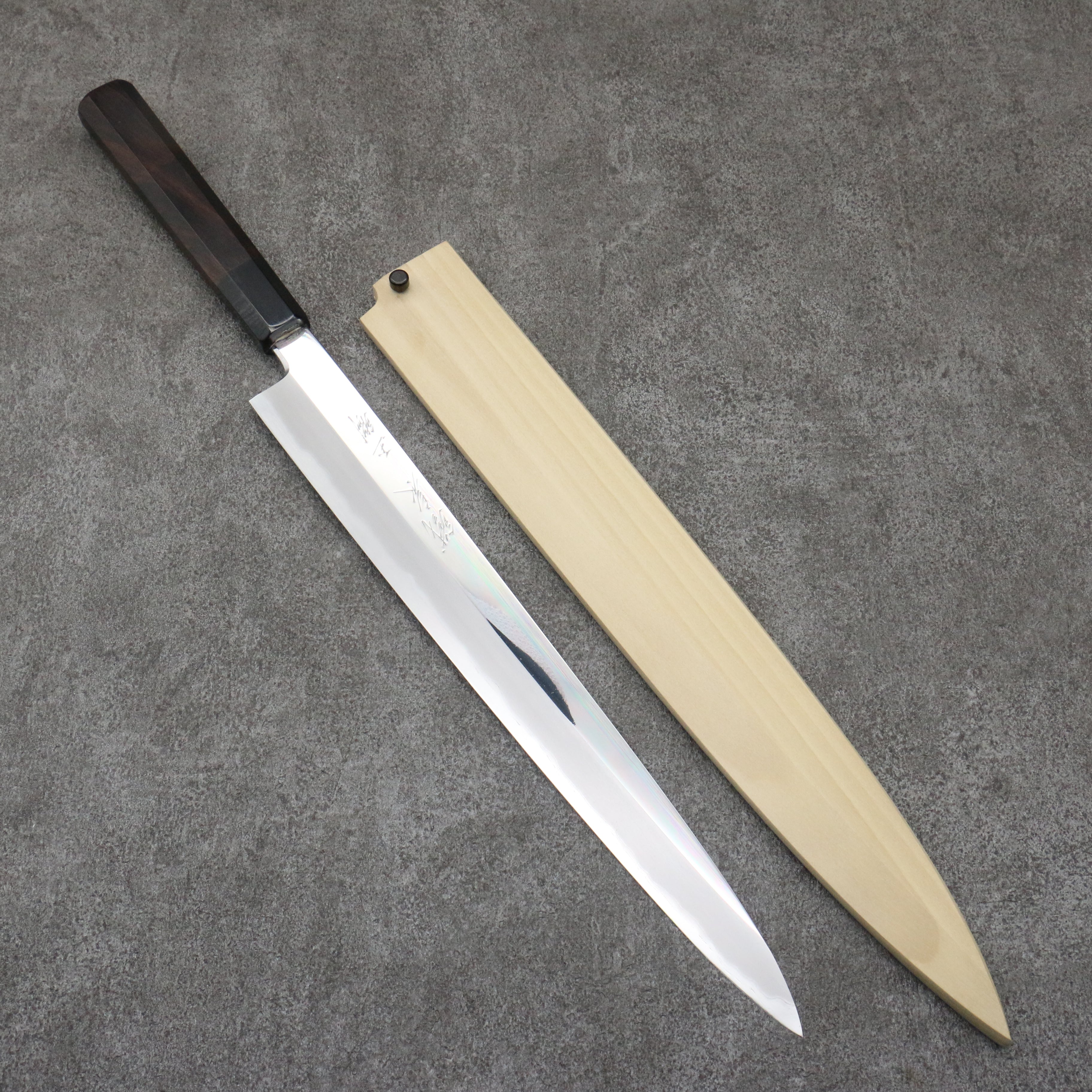 Tessen by Tanaka Tamahagane Yanagiba  315mm Ebony Wood Handle with Sheath - Japanny - Best Japanese Knife