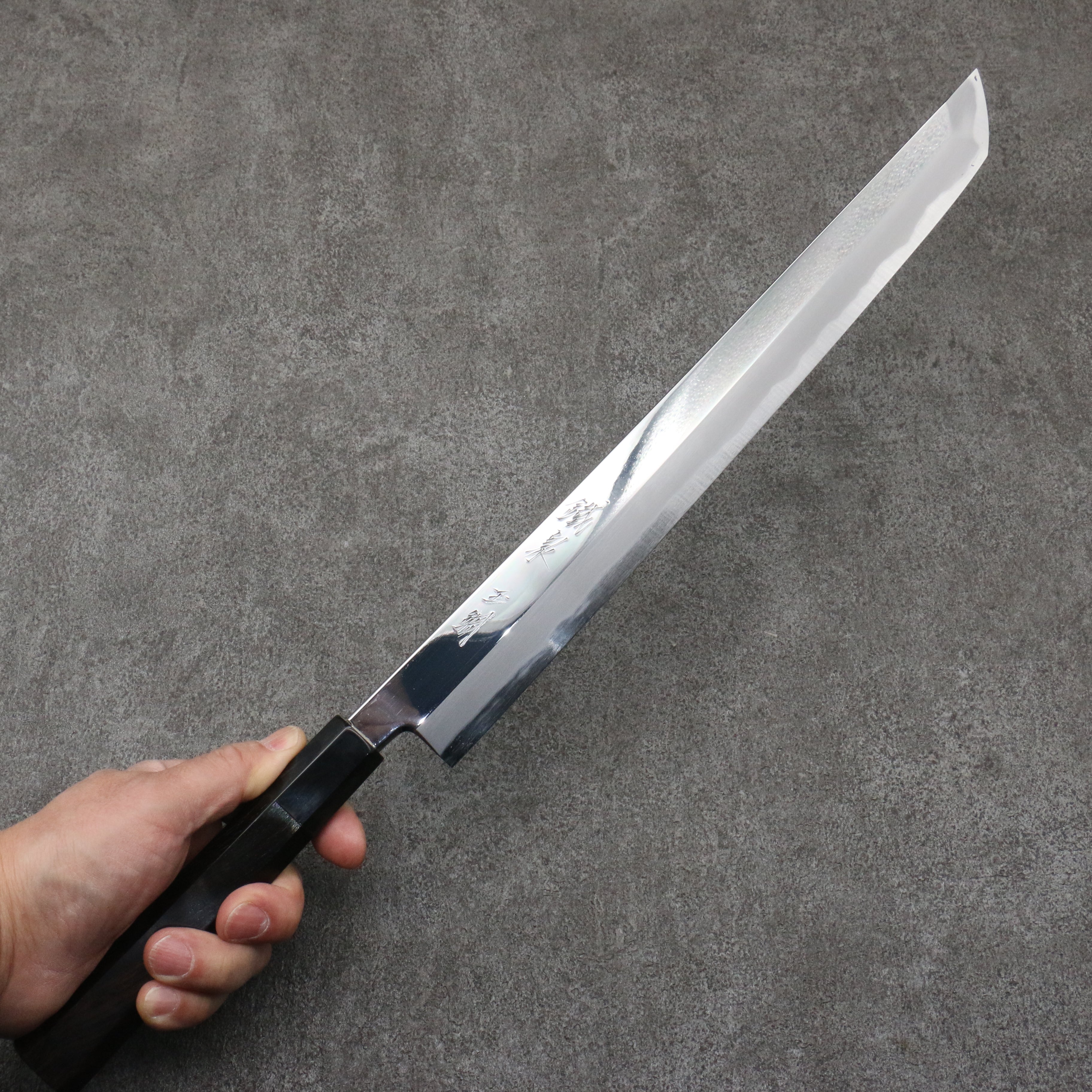 Tessen by Tanaka Tamahagane Sakimaru Yanagiba  315mm Ebony Wood Handle with Sheath - Japanny - Best Japanese Knife