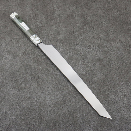 Sakai Takayuki Hien White Steel No.2 Honyaki Kiritsuke Yanagiba  300mm Stabilized wood (White Ferrule and End Cap) Handle with Sheath - Japanny - Best Japanese Knife