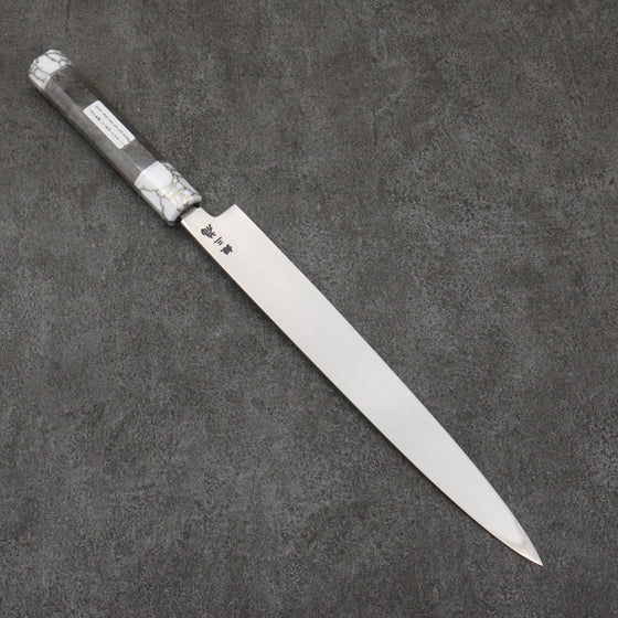 Sakai Takayuki Chef Series Silver Steel No.3 Yanagiba  270mm Stabilized wood (White Ferrule and End Cap) Handle with Sheath - Japanny - Best Japanese Knife