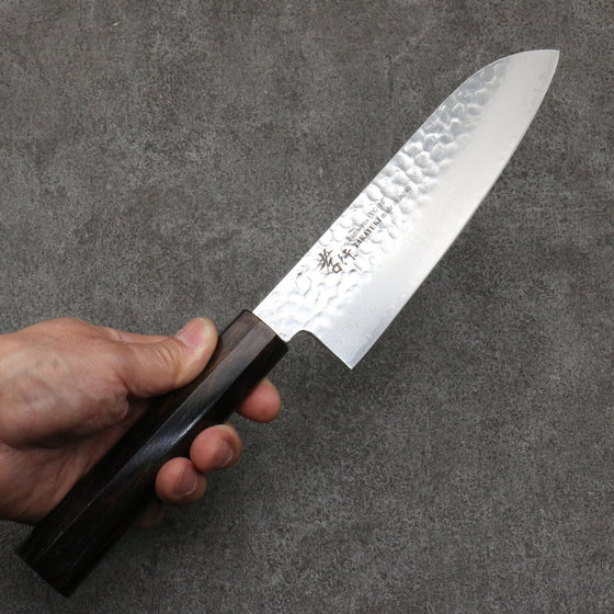 Sakai Takayuki VG10 33 Layer Damascus Santoku  170mm Ebony(6 sided teardrop) Handle - Japanny - Best Japanese Knife