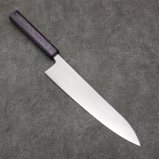 Seisuke White Steel No.1 Migaki Polish Finish Gyuto  240mm Oak with Purple Lacquer Handle - Japanny - Best Japanese Knife