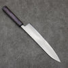 Seisuke White Steel No.1 Migaki Polish Finish Gyuto  240mm Oak with Purple Lacquer Handle - Japanny - Best Japanese Knife