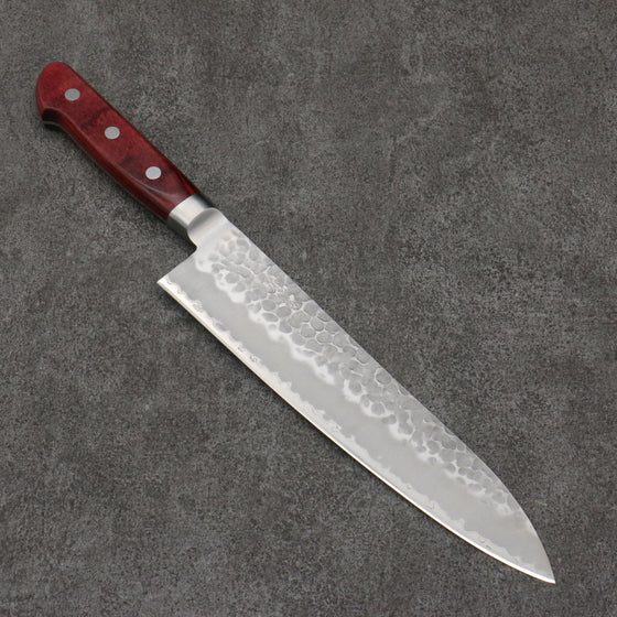 Seisuke Blue Super Hammered Gyuto  210mm Red Pakka wood Handle - Japanny - Best Japanese Knife