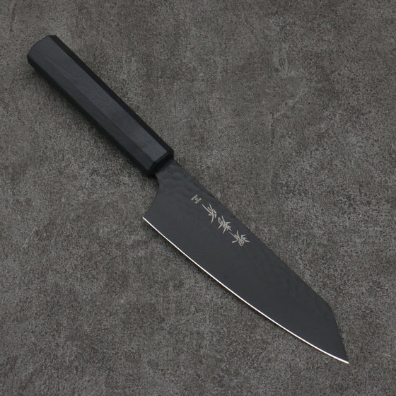 Sakai Takayuki Kurokage VG10 Hammered Teflon Coating Kiritsuke Santoku  160mm Black Lacquered Handle - Japanny - Best Japanese Knife