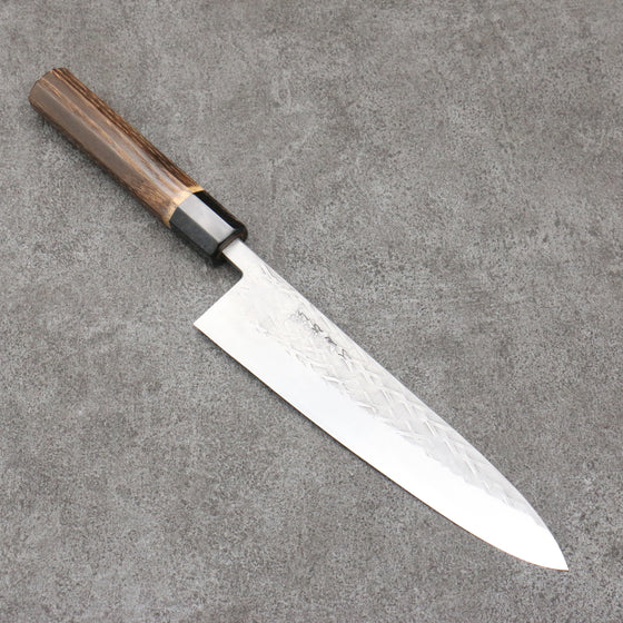 Tadafusa SLD Hammered Gyuto  210mm Burnt Walnut Handle - Japanny - Best Japanese Knife