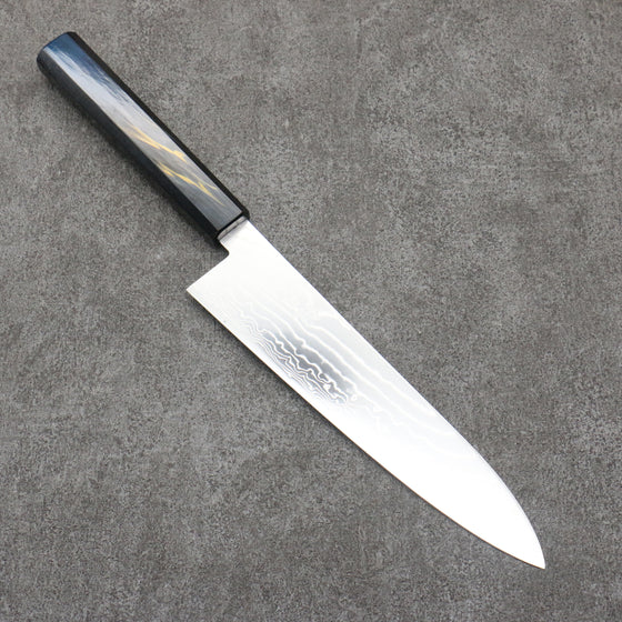 Kajin Cobalt Special Steel Damascus Gyuto  210mm Dark Blue and Gold Lacquered Handle - Japanny - Best Japanese Knife