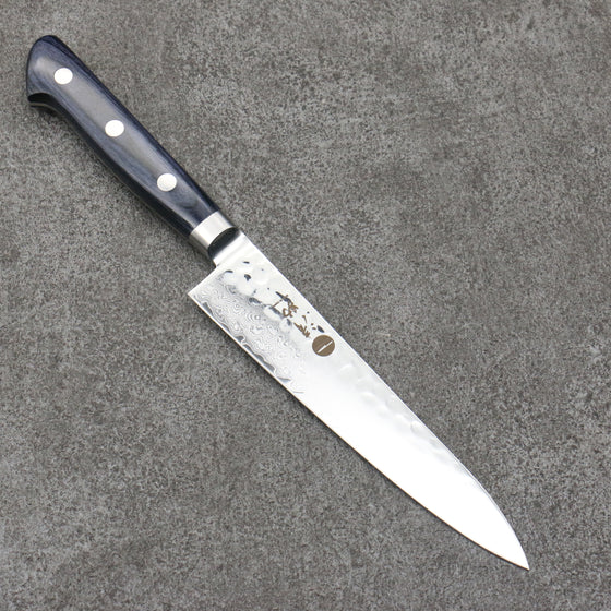 Seisuke VG10 33 Layer Hammered Petty-Utility  150mm Navy blue Pakka wood Handle - Japanny - Best Japanese Knife