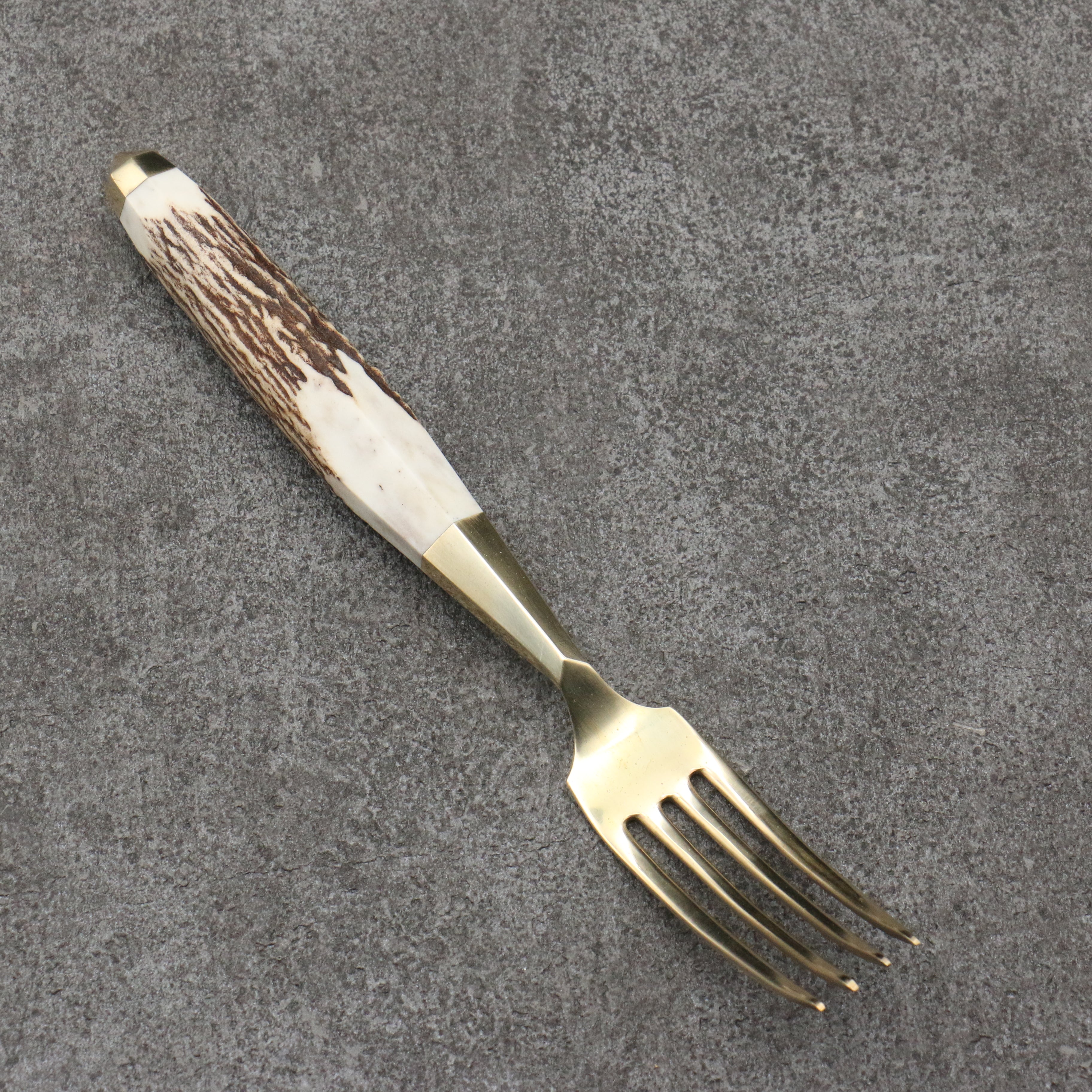 Meguru Stainless Steel Fork  Stag Handle - Japanny - Best Japanese Knife