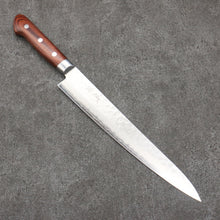  Seisuke Swedish Steel-stn Hammered Sujihiki  240mm Mahogany Handle - Japanny - Best Japanese Knife
