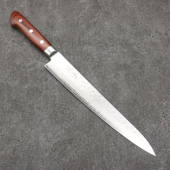 Seisuke Swedish Steel-stn Hammered Sujihiki  240mm Mahogany Handle - Japanny - Best Japanese Knife