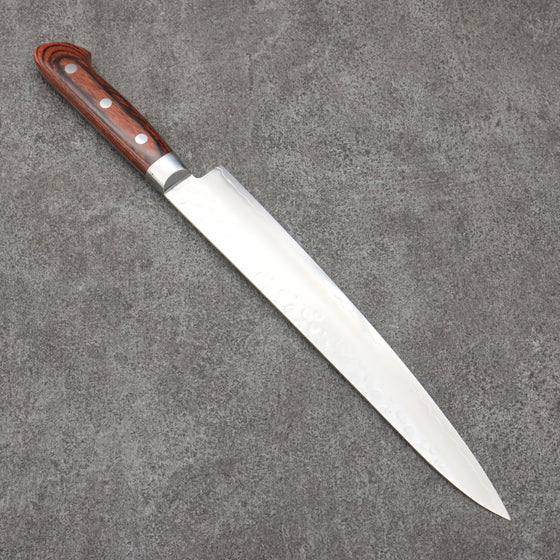 Seisuke Swedish Steel-stn Hammered Sujihiki  240mm Mahogany Handle - Japanny - Best Japanese Knife