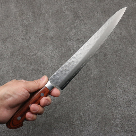 Seisuke Swedish Steel-stn Hammered Sujihiki  240mm Mahogany Handle - Japanny - Best Japanese Knife