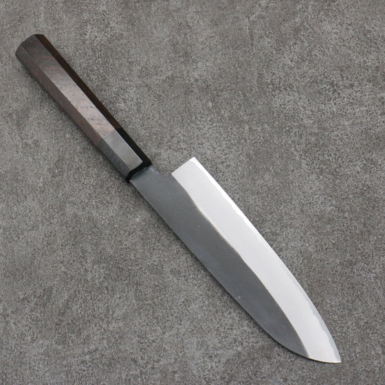 Sakai Takayuki Gold Filled Engraving by Kubota Jyurokuya White Steel No.2 Black Finished Santoku  180mm Ebony Wood Handle - Japanny - Best Japanese Knife