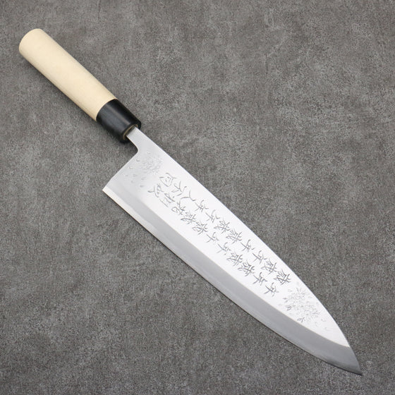 Sakai Takayuki Engraving by Kubota Nennensaisai White Steel No.2 Deba  300mm Magnolia Handle - Japanny - Best Japanese Knife