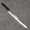 Sakai Takayuki Gold Filled Engraving by Kubota Shouryu White Steel No.2 Black Finished Yanagiba  300mm Ebony Wood Handle - Japanny - Best Japanese Knife