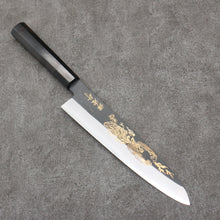  Sakai Takayuki Gold Filled Engraving by Kubota Houou White Steel No.2 Black Finished Gyuto  240mm Ebony Wood Handle - Japanny - Best Japanese Knife