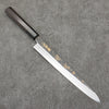 Sakai Takayuki Gold Filled Engraving by Kubota Sakura White Steel No.2 Black Finished Yanagiba  240mm Ebony Wood Handle - Japanny - Best Japanese Knife